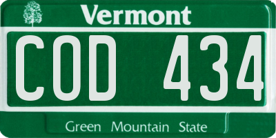 VT license plate COD434