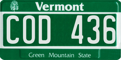 VT license plate COD436