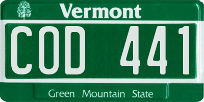 VT license plate COD441