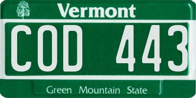 VT license plate COD443