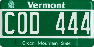 VT license plate COD444