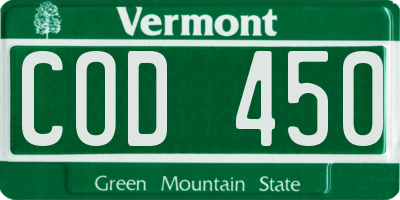 VT license plate COD450