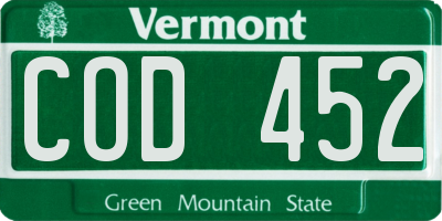 VT license plate COD452