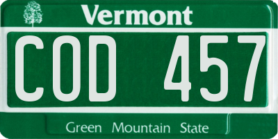 VT license plate COD457
