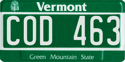 VT license plate COD463