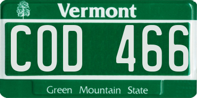 VT license plate COD466
