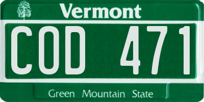 VT license plate COD471