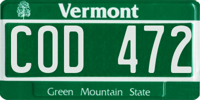 VT license plate COD472