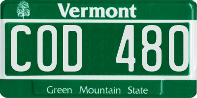 VT license plate COD480