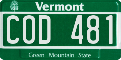 VT license plate COD481