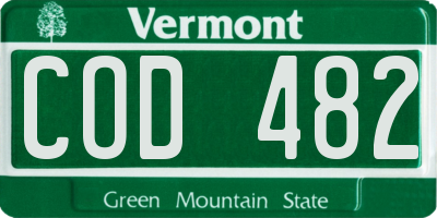 VT license plate COD482