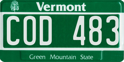 VT license plate COD483
