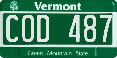 VT license plate COD487