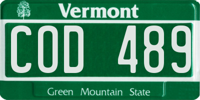VT license plate COD489