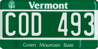 VT license plate COD493