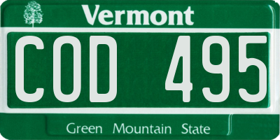 VT license plate COD495