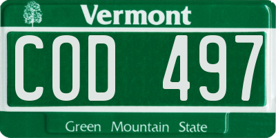 VT license plate COD497