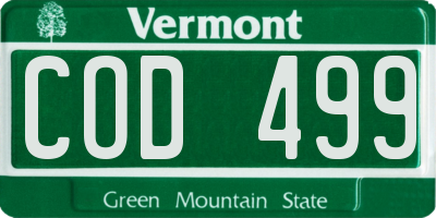 VT license plate COD499