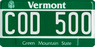 VT license plate COD500