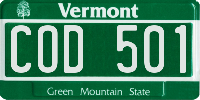 VT license plate COD501