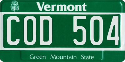 VT license plate COD504