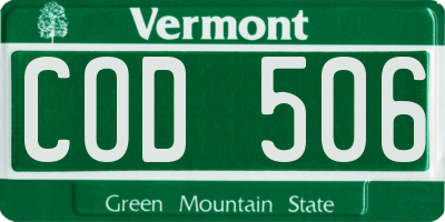 VT license plate COD506
