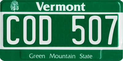 VT license plate COD507