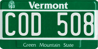 VT license plate COD508