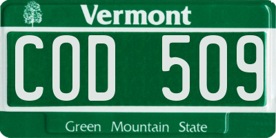 VT license plate COD509