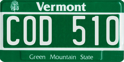 VT license plate COD510