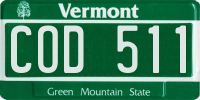 VT license plate COD511