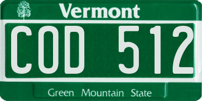 VT license plate COD512