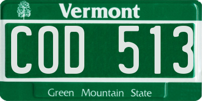 VT license plate COD513