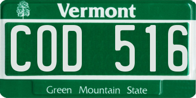 VT license plate COD516