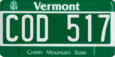 VT license plate COD517
