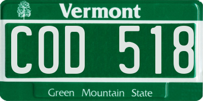 VT license plate COD518