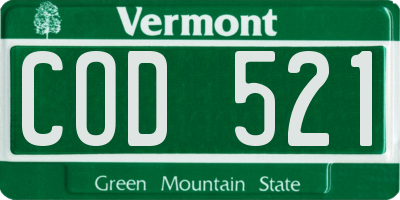 VT license plate COD521