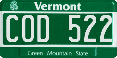 VT license plate COD522
