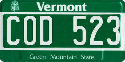 VT license plate COD523