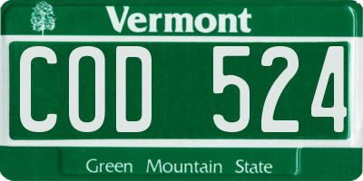 VT license plate COD524