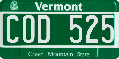 VT license plate COD525
