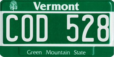 VT license plate COD528