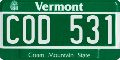 VT license plate COD531