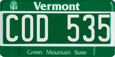 VT license plate COD535