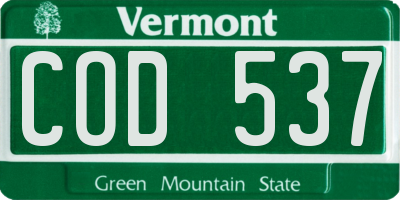 VT license plate COD537