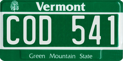 VT license plate COD541