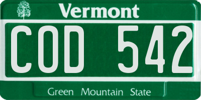 VT license plate COD542