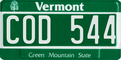 VT license plate COD544