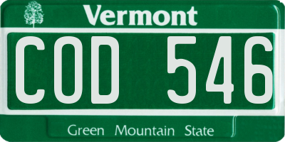 VT license plate COD546