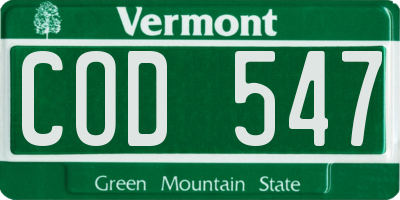 VT license plate COD547